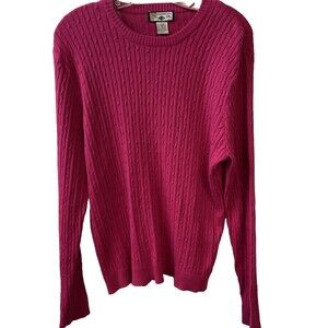 Caribbean Joe Pullover Sweater Womens Size Large  Fushia Cable Knit Long Sleeve